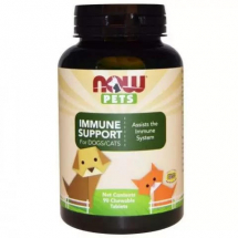 Иммунитет поддержка для кошек и собак, Immune Support For Dogs/Cats, Now Foods, Pets, 90 жевательных таблеток - ЗООВЕТЦЕНТР