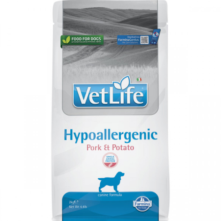 Farmina Vet Life Dog Hypoallergenic Pork & Potato сухой диетический корм для взрослых собак при пищевой аллергии, со свининой и картофелем - 2 кг - ЗООВЕТЦЕНТР